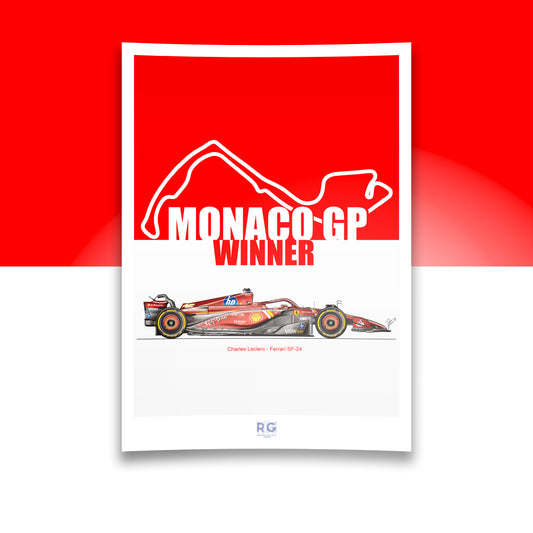 Charles Leclerc - Ferrari SF-24 - Monaco GP  - Poster - A2/A3