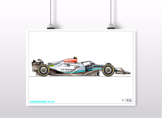 Mercedes W13 F1 Art Print A3 A2